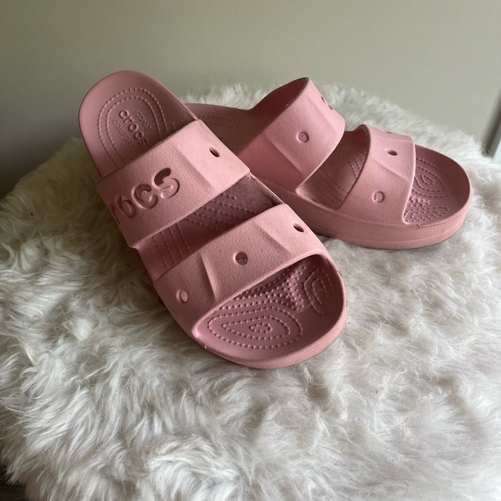 Crocs Pink Platform Slides